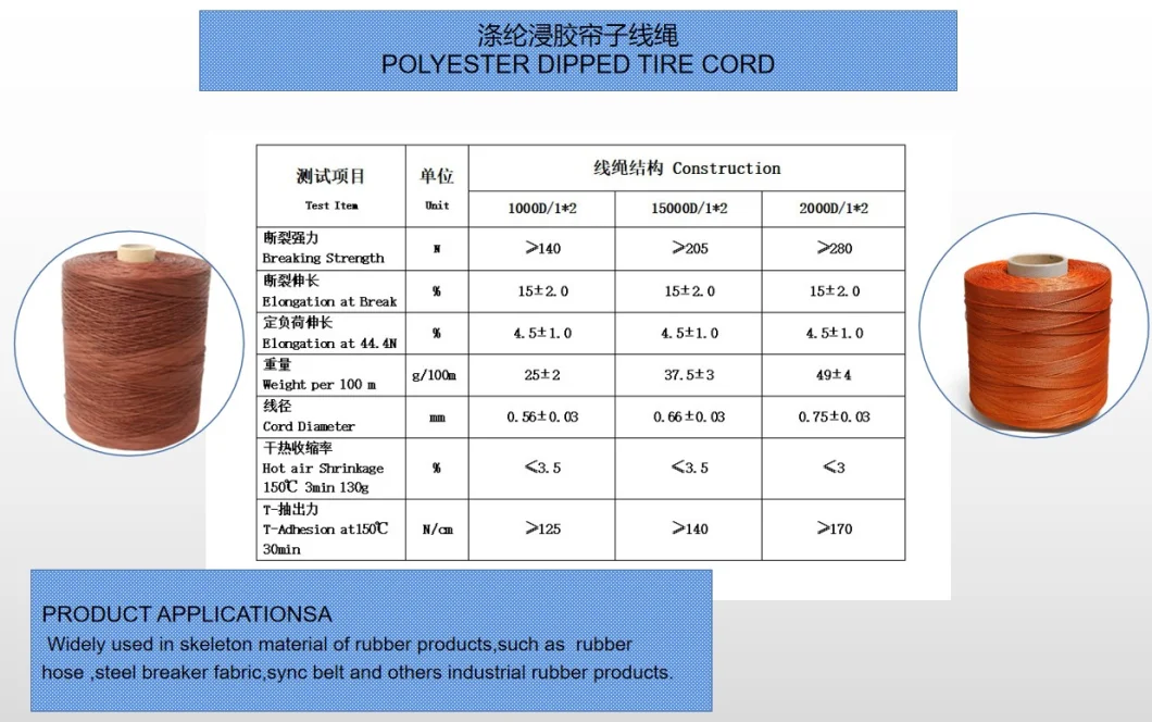 China Dipped 1000d Polyester Yarn Braiding Yarns for Industrial Yarn Rubber Hose